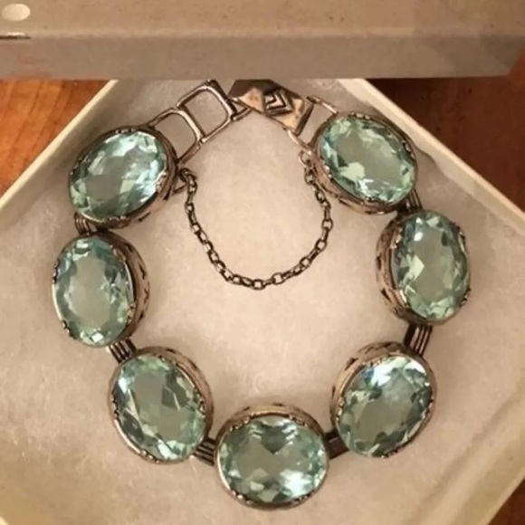 Silpada Sterling Aqua Glass Statement Bracelet - Picture 4 of 8